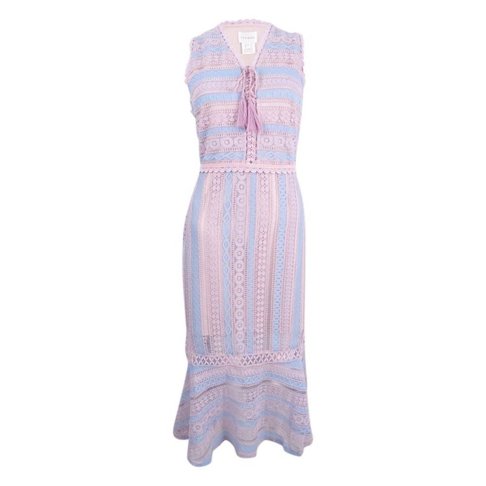 Foxiedox Women's Lace-Up Crochet Midi Dress - Lilac Multi